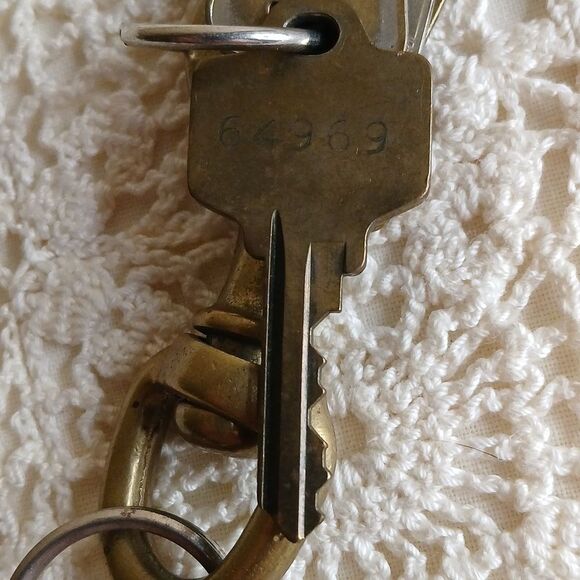 Vintage 3" Solid Brass Heavy Swivel Lobster Hook Spring Clasp with KEYS - Picture 6 of 11